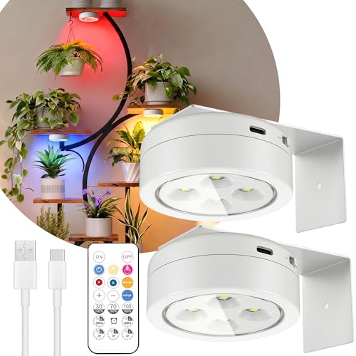 2 Pack Rechargeable Magnetic Grow Light, Full Spectrum Indoor Plant