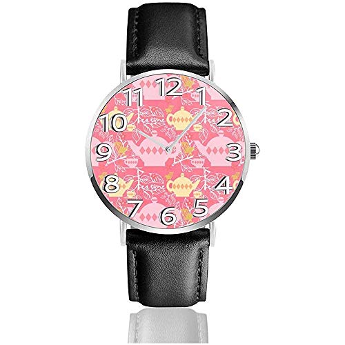 Orologio da polso Modello teiera Modello classico rosa al quarzo casual cinturino in pelle nera Orologio da uomo d'affari