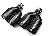 cool all black glossy Y Style Dual Carbon Fiber Black Stainless Steel Universal Exhaust Pipe End...