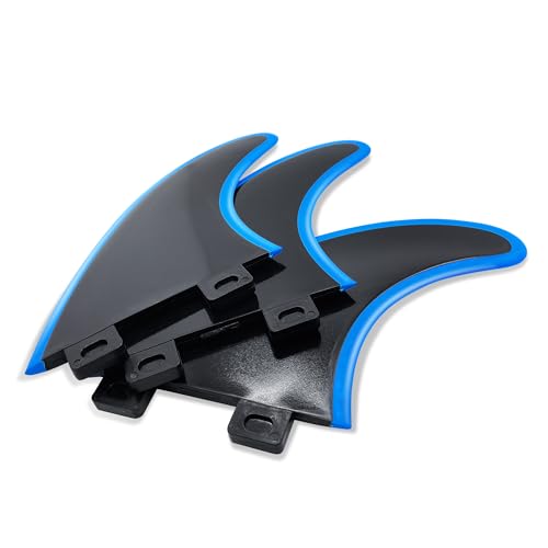 AQUBONA Surfboard Fins Twin Tab Thruster Fins Set (G5 Style) Plastic Fins with Screws Fin Key for Surfboard Longboard Shortboard Funboard