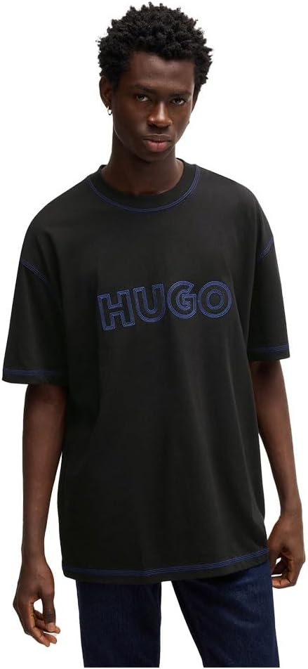 Hugo Mens Outline Logo Cotton T-Shirt