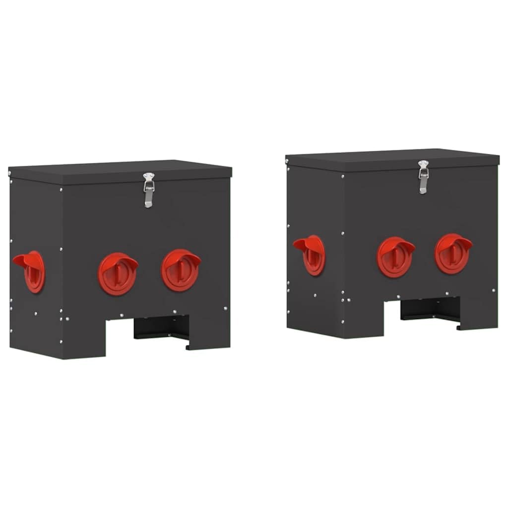 Hühnerfütterer 2 pcs Schwarz 40,5 x 25 x 38 cm,5.92kg,879984
