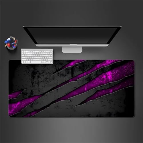Tainrun Tapis de Souris Gaming XXL 600x300x2mm, Tapis de Souris à Bords Cousus Grand,Base en Caoutchouc Antidérapante pour Joueur/Bureau/Bureau/Maison(Noir Violet)