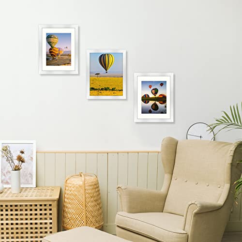 Frametory, 11X14 Picture Frame With Mat For 8.5 X 11 Set Of 2, 8 1/2X11 Gallery Photo Frame - Wall Mounting, High Definition Glass, Display Picture Certificates Documents (Silver, 2 Pack) #TOP7