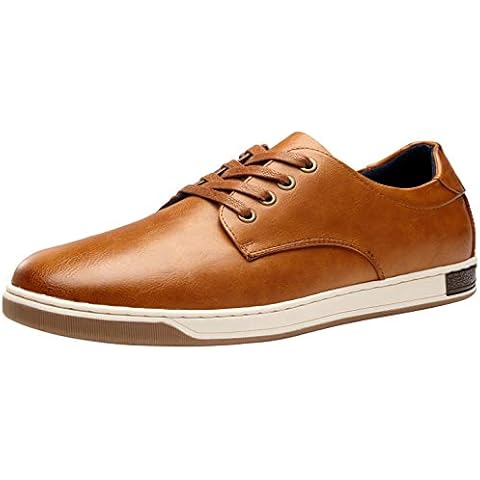 Jousen Men's Fashion Sneakers 4 Eyelets Brown Leisure Casual Shoes (A81Q01 Yellow Brown 10) Cover