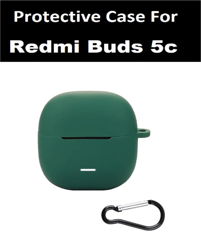 Image of Colorcase Front & Back Full Protection Silicon Case Cover for Redmi Buds 5c - (Green) (Earbuds Not Included)