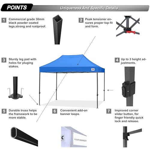 Image of ABCCANOPY Patio Pop Up Canopy Tent 8x12 Commercial-Series (Blue)