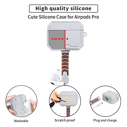 2 Pack Accessories For Airpods Pro Case, Hammer+ Luminous Skull With 2 Keychain, Cartoon 3D Anime Cool Silicone Skin Cover Stylish Funny For Airpods Pro Boys Men Girls Women Kids #TOP3