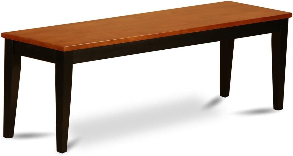 East West Furniture Nicoli Dining Table Bench with Wooden Seat, 54x15x17 Inch, Black & Cherry