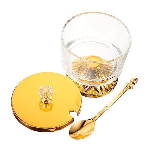 ABOOFAN Recipiente De Vidrio De Aleación De Lujo Para Azúcar Y Sal Con Tapa Para Encimera De Cocina Y Sala De Estar