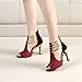 Yiteli Women Ballroom Dance Sandals Dancing Heels Suede Sole Zipper Up Open-Toe, Red Faux Suede, US 7.5 B(M)