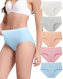 BAMBOO COOL Women's Underwear Mid Waist Brief Ladies Seamless Panties Moisture Wicking Stretchy Full Coverage