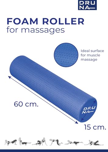 Miniatura 2 de Foam Roller Largo Rodillo De Espuma Para Masaje Muscular Y Estiramientos Para Pilates Yoga Fitness Fisioterapia En Casa Gimnasio Rulo Portatil Automasaje Para Espalda Piernas 60x15 Cm Druna