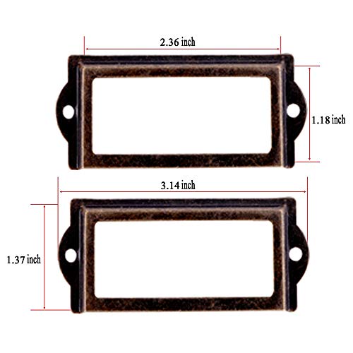 Kinmad 10 Pcs 83 X 33Mm Antique Bronze Metal Library Office File Drawer Cabinet Shelves Card Label Holder Frames With Screws For Drawer Box Repair Decoration Card Tag Label #TOP1
