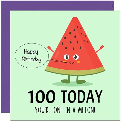 100th Birthday Card One in a Melon Birthday Card for 100 Year old hundredth hundred
