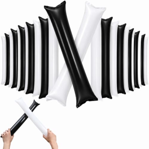 Zerodeko 24 pcs Inflatable Sticks Black and White Thickened Pe