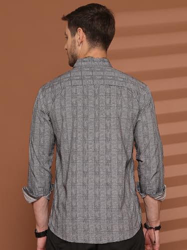 Image of Majestic Man Men Comfort Slim Fit Pure Cotton Tartan Checked Casual Shirt