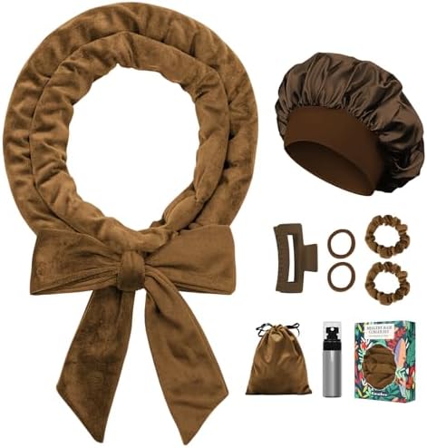 Gwabee Heatless Curls Overnight Hair Curler, 70" Soft Hair Curlers to Sleep In No Heat Curls Overnight, 9 PCS No Heat Curlers Set for Women - Golden Brown