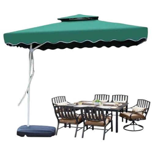 Image of THESHELTERS Side Pole Square (250x250cm) Outdoor Garden Umbrella with Movable 60KG Water Base Stand for Patio, Terrace, Cafe and Balcony | Waterproof Big Size Outdoor Umbrella