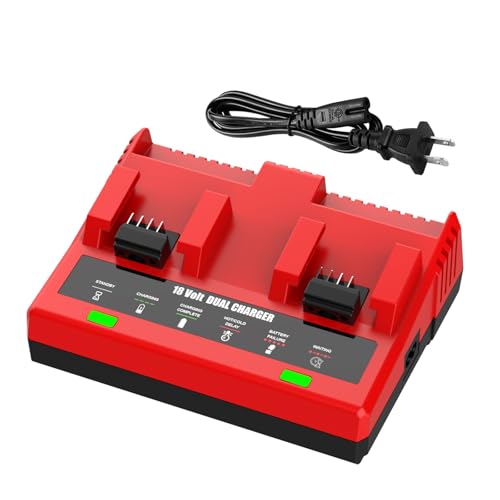 energup 2Port Rapid 18V Charger Replacement for Mil-Waukee 18v Battery Charger Station 48-59-1802 48-59-1812 Compatible with 18volt 48-11-1850 48-11-1840 48-11-30 48-11-20