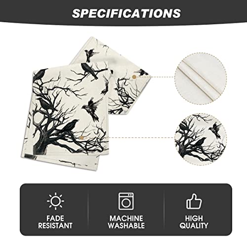 Artoid Mode Silhouette Tree Crows Halloween Table Runner, Branches Fall Kitchen Dining Table Decoration For Outdoor Home Party 13X72 Inch #TOP4