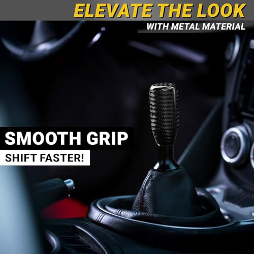 Premium 100% Real Carbon Fiber Shift Knob - 4 Metal Threaded Adapters, 4 5 6 Speed Manual & Buttonless Automatic Transmission, Weighted Gear Stick Shifter Knobs, (M8, M10x1.25/1.5, M12x1.25) JDM Style - Image 4