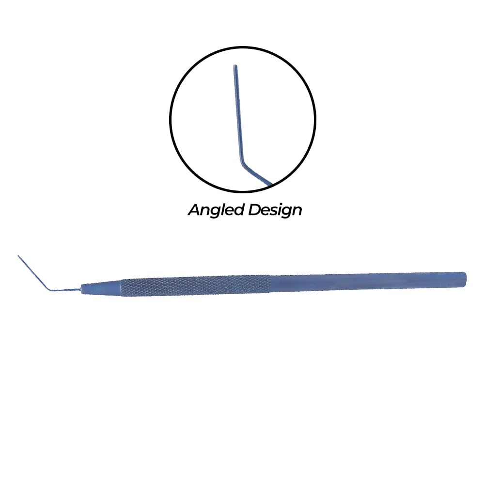 Stellmacher Lens Round Spatula Ophthalmic Tool, 12.5cm Titanium Instrument, 0.5mm Angled Blunt Tip, Precision Handpiece for Training & Simulation Use (Blunt Tip)