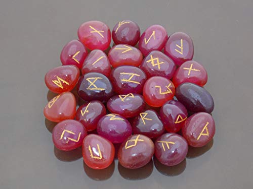 Empyreal Stones Rubis Rouge Onyx Runes Crystal Runes Viking Runes Pierres Ensemble Ancien futhark Nordique asatru Gothique Pierres précieuses Runes – vue 4