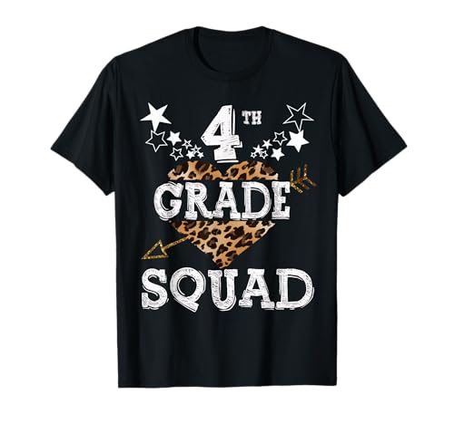4th Grade Squad Star Team Leopard Teacher Crew Student T-Shirt