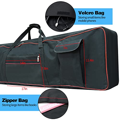 Key Keyboard Case, 61/88 Keyboard Gig Bag With Handles And Adjustable Shoulder Straps, Keyboard Gig Bag With 2 Pocket For Mobile Phone Sustain Pedals, Cables (88 Keys, 53.5"×13“×6.7”) #TOP2