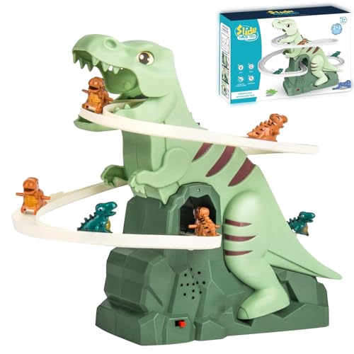 Image of Dinosaur Chasing Race Track, Dinosaur Climbing Slide Music Toy with Music and Light, Electric Dinosaur Climbing Slide Music Toy Chasing Race, Electric Race Track Game Fun Track Slide