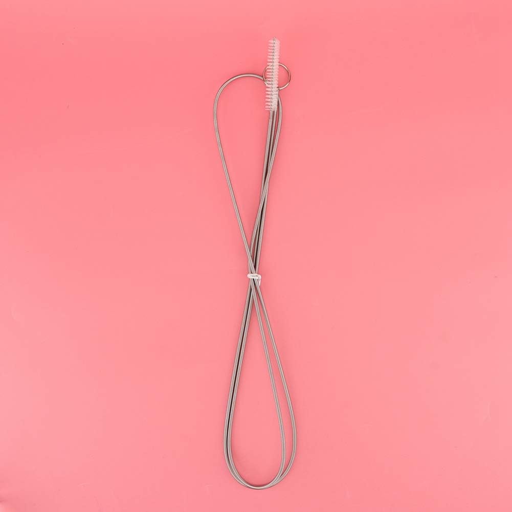 Pilipane Silicone Tube Cleaner Spiral Brush 150cm, Silver, Nylon Bristles, Stainless Steel Handle, 8-10mm Silicone Tube