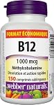 Webber Naturals Vitamine B12 1000 mcg, Dissolution Rapide, 150 Comprimés, Soutient la Production d'Énergie et le Métabolisme