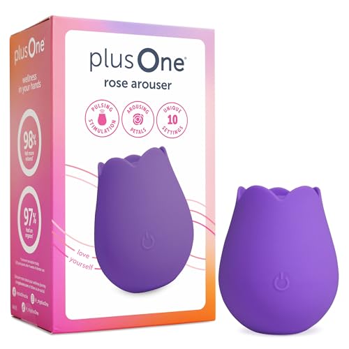 Image of plusOne Rose Toy Vibrator for Women, Nipple and Clitoral Stimulator, Purple | Made of Body-Safe Silicone, Waterproof, USB Rechargeable and 10 Pulsing Settings Sex Toy
