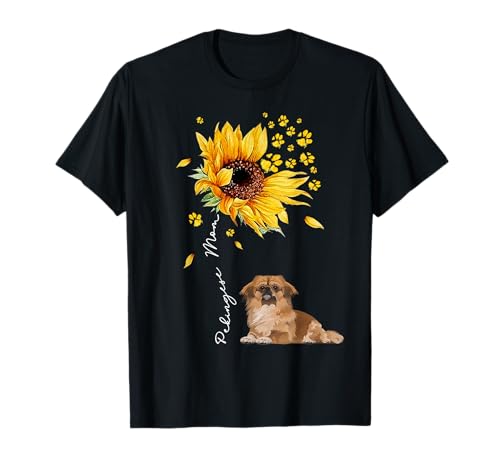 Womens Sunflower Pekingese Mom Dog Lover Gifts T-Shirt