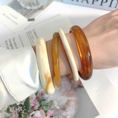 4PCS Chunky Acrylic Bangles Bracelets for Women Geometric Acrylic Large Cuff Bracelet Thick Wide Statement Bangle Bracelets for Women Resin Jewelry2