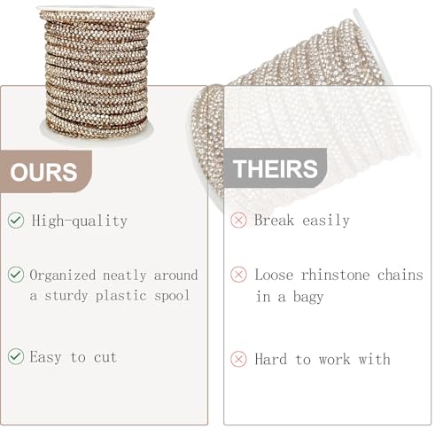 PAMIR TONG Rhinestone Glitter Rope 6 Yards 6mm Bling Laces String Shine Cords for Cloth-Shoes-Wedding-Jewerlry Making DIY (Light Rose Gold) by PAMIR TONG - Image 6