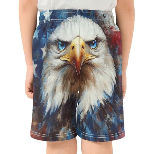 DOMIKING Hawk Flag Blue Kids Shorts Pull-on Boys Shorts with Elastic Waist Casual Athletic Pants for Summer Outdoor Playwear3