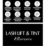 Lash Lift and Tint Aftercare Card | 50 Pack | 2x3.5 Inch Business Card Size | Lash Lift and Tint, Black & White Simple Design with Illustration & Instruction