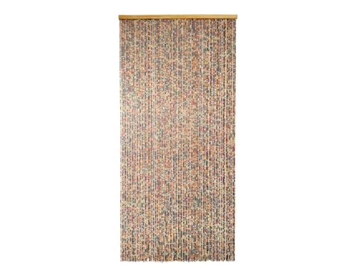 MOREL Rideau de Porte en Perles de Bois carrée Multicolore 90 x 200 cm