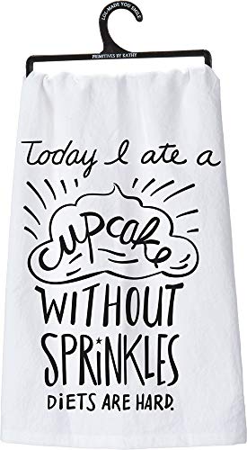 Primitives By Kathy 25264 Lol Made You Smile Dish Towel, 28" X 28", A Cupcake Without Sprinkles #TOP27