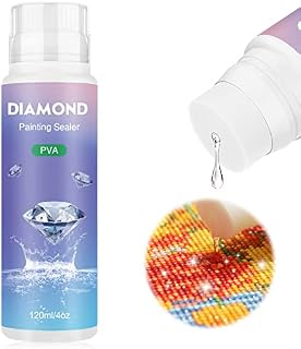 NAIMOER Diamond Painting Sealer 120ML, DIY Diamond Painting Glue Art Sealer with Sponge Head, 5D Diamond Painting Kits Conserver Accessories Permanent Hold Shine Effect Sealer for Diamond Painting
