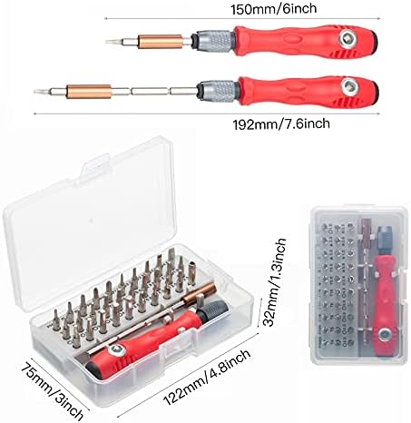 HPMAISON 32 in 1 Precision Screwdriver Set, 30 Magnetic Screwdriver Bits, Adjustable Pole & Anti-Slip Handle, Work Repair Tool for Household Appliances, Electronics, Crafts & DIY Projects (Red)