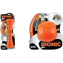 BIONIC Dog Toy Bundle - Large Ball & Urban Stick - High-Visibility, Durable Interactive Chew Toys for Dogs 30-60+ lbs.