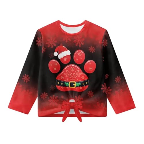 Girls Long Sleeve T-Shirt Fall Kids Front Tie Shirt Children Crewneck Tops