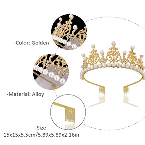 FRCOLOR Crianças Coroa Pérola Strass Tiara de Cristal Coroa Headband Cocar para Suprimentos de Cerim
