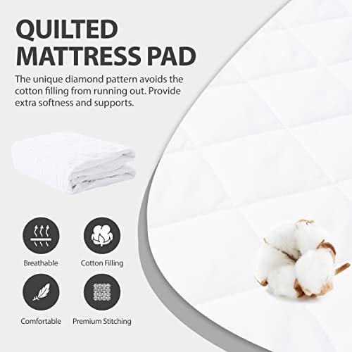 Cal King Size Quilted Fitted Mattress Pad, Waterproof Breathable Soft Mattress Protector, Deep Pocket Fitted Style Bed Cover, Vinyl-Free #TOP3