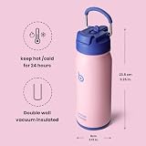 BOTTLE BOTTLE 470 ml izolowana sportowa butelka na wodę ze stali nierdzewnej ze słomką i uchwytem na tabletki na prezenty i do szkoły (Bubble Candy)