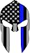 Subdued US Flag Spartan Helmet Reflective Decal with Thin Blue Line (4"x2.25")
