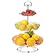 karadrova Portafrutta a Piani d'Argento in Metallo Cesto di Frutta 3 Piani Porta Frutta Moderni Cesto Frutta Portafrutta a 3 Livelli Cesto di Frutta e Verdura Decorativo 30x46cm(Argento)